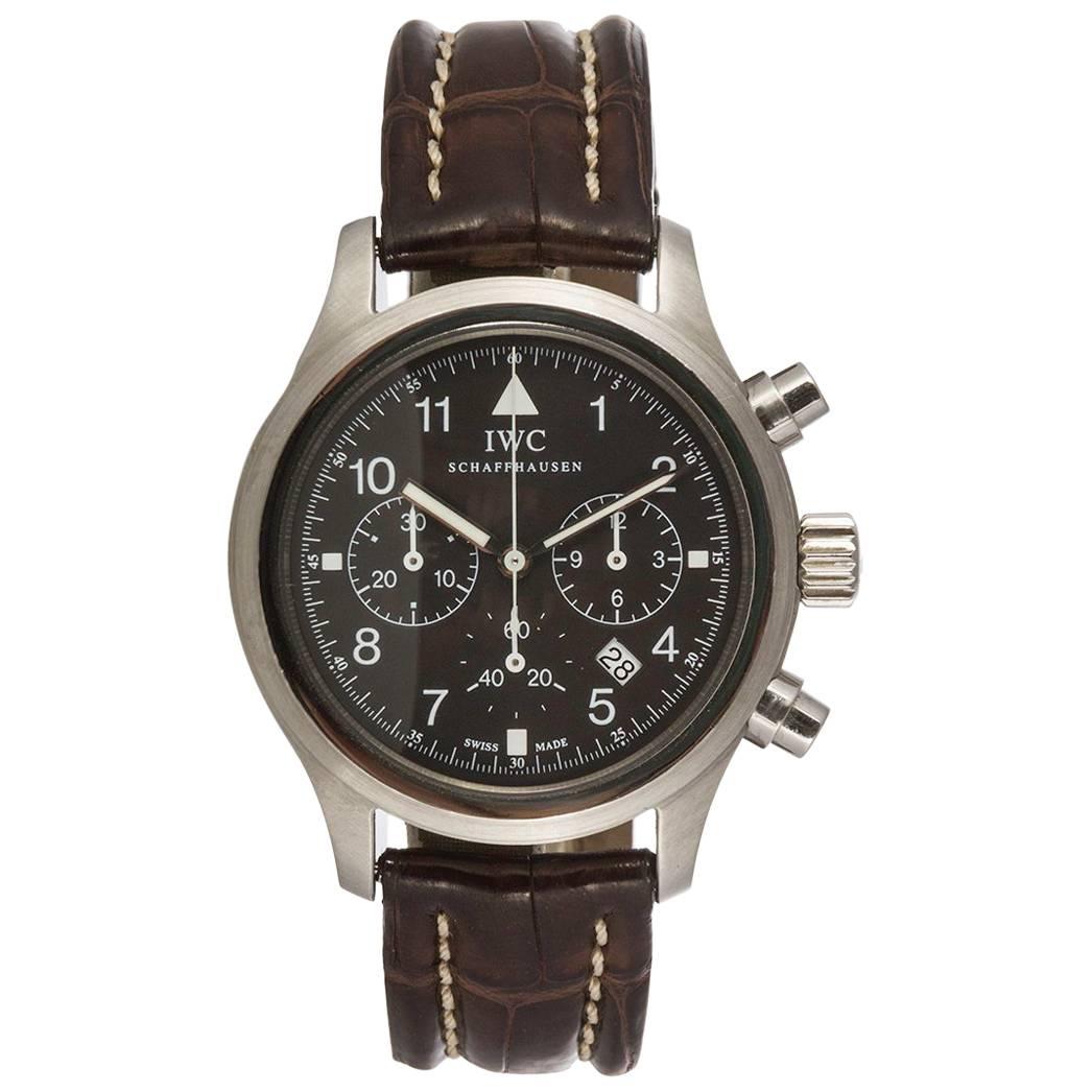 IWC Stainless Steel Def Flieger Chronograph Pilot Quartz Wristwatch 