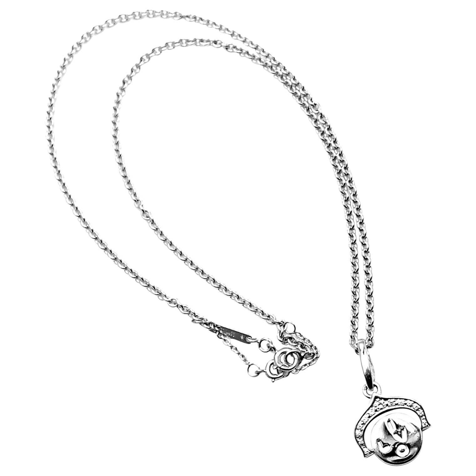 Cartier Diamond I Love You White Gold Charm Pendant Necklace