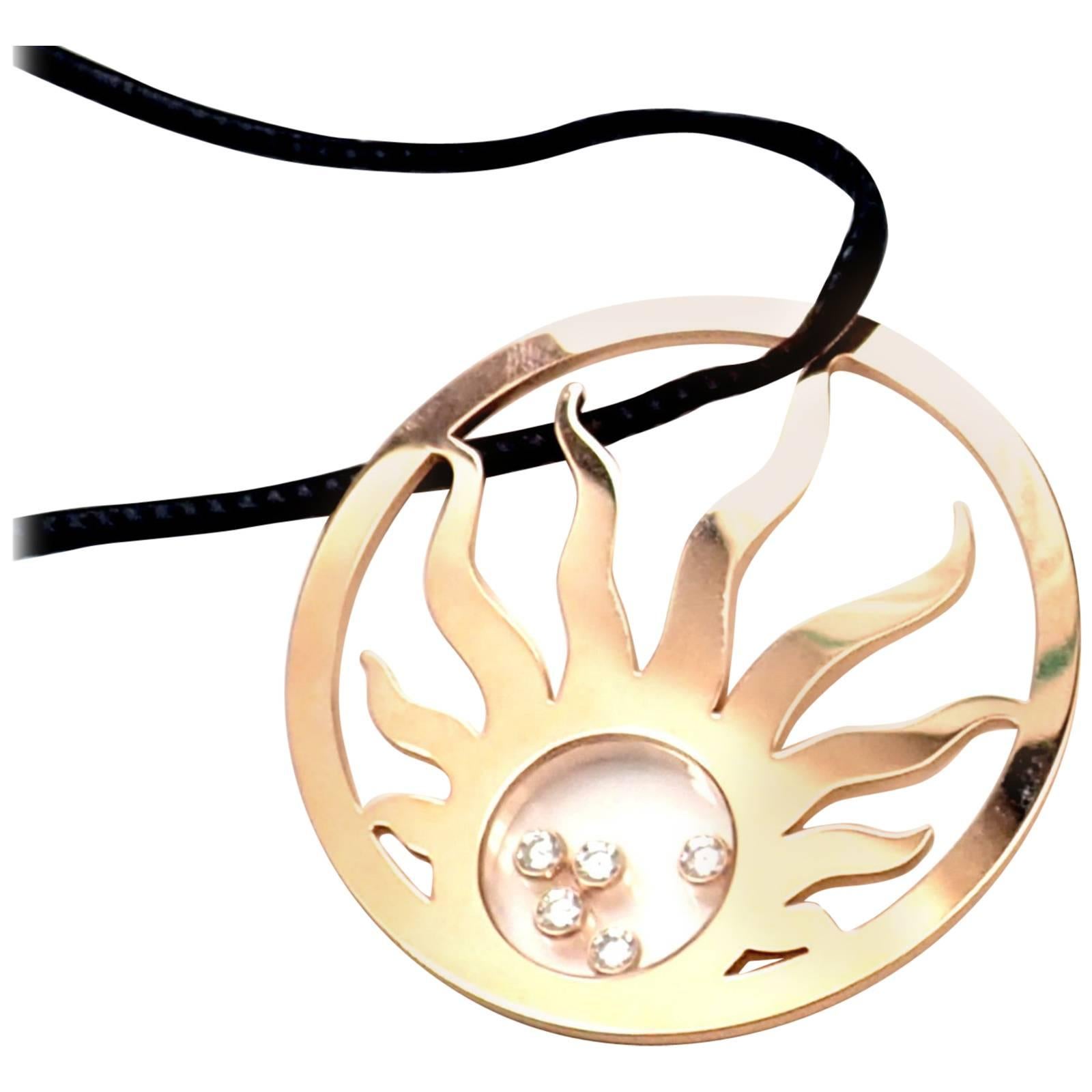 Chopard Happy Sun Diamond Large Rose Gold Pendant Necklace