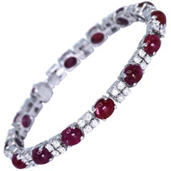 Vintage Ruby, Diamond and White Gold Bracelet