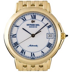 Raymond Weil Gents Dress Wristwatch Gold White Roman Dial Automatic Wristwatch