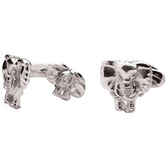 Elephant Front/Back Sterling Silver Cufflinks