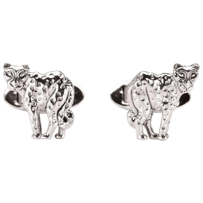 Cheetah Sterling Silver Cufflinks For Sale