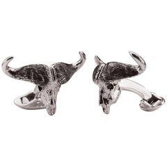 Buffalo Skull Sterling Silver Cufflinks