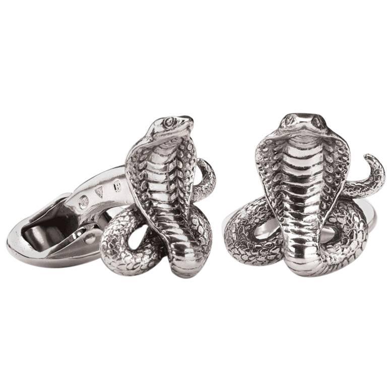 Cobra Sterling Silver Cufflinks For Sale