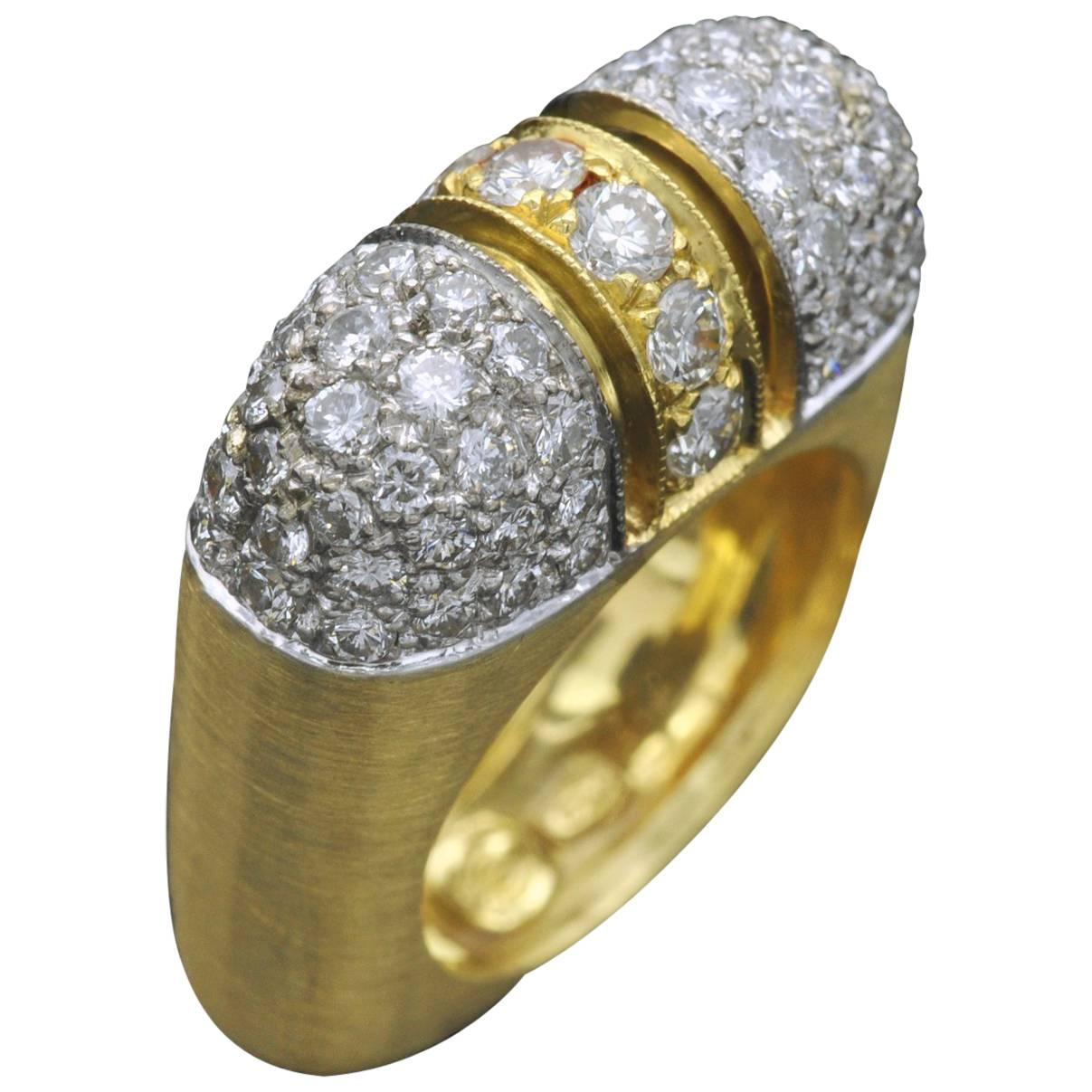 Diamond and Yellow Gold Designer Ring