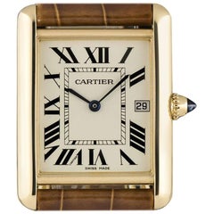 Cartier Tank Louis Gents Gold Silver Roman Dial W1529756 Quartz Wristwatch