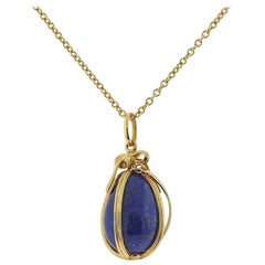Tiffany & Co. Schlumberger Lapis Gold Egg Charm Necklace