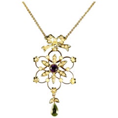 Antique Victorian Suffragette 15 Carat Gold Necklace, circa 1900
