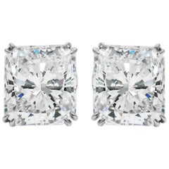 GIA Certified 14.09 Carat Total Radiant Cut Diamond Stud Platinum Earrings