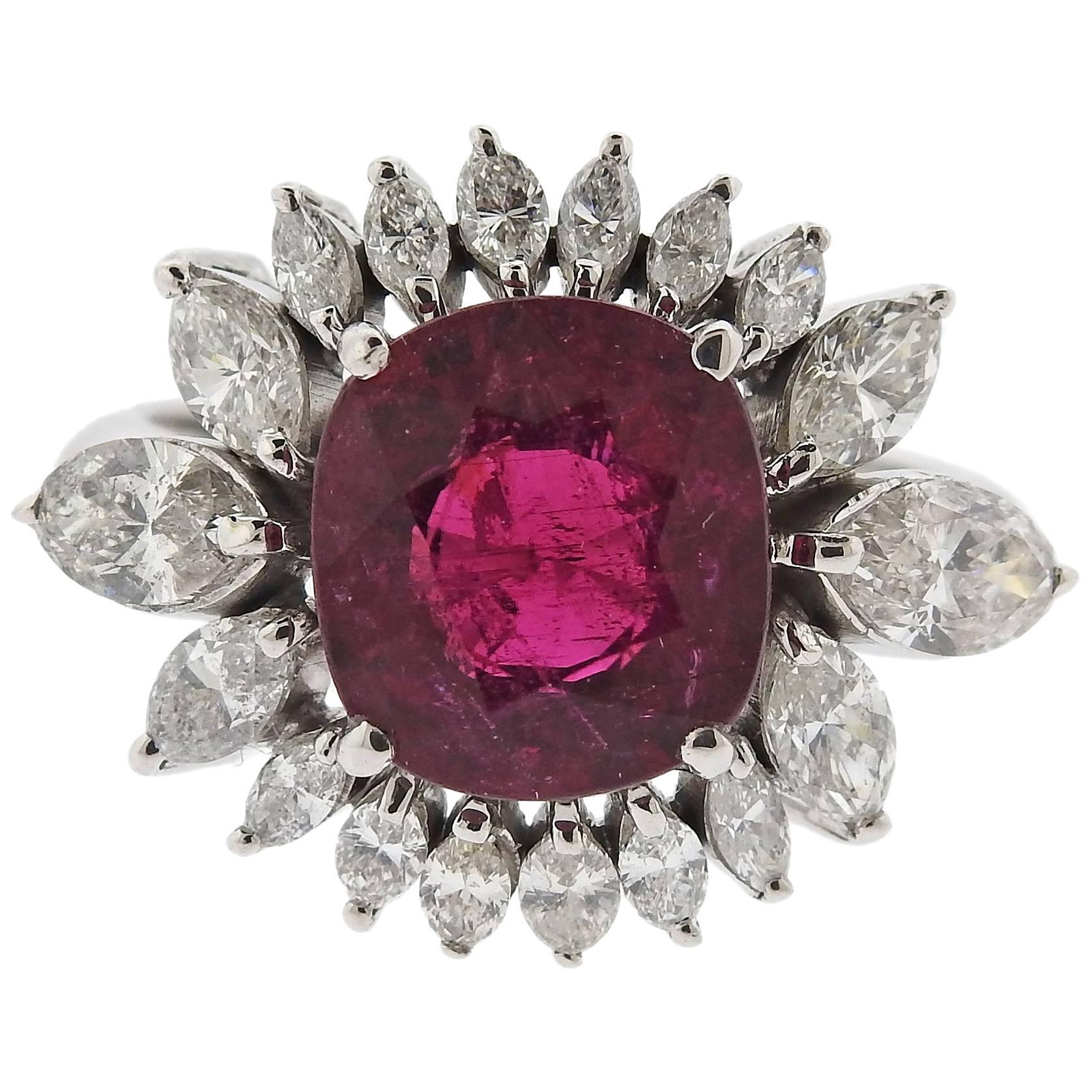 Pink Tourmaline Diamond Gold Cocktail Ring