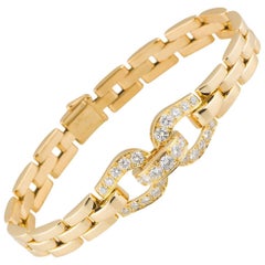 Cartier Yellow Gold Diamond Etrier Bracelet