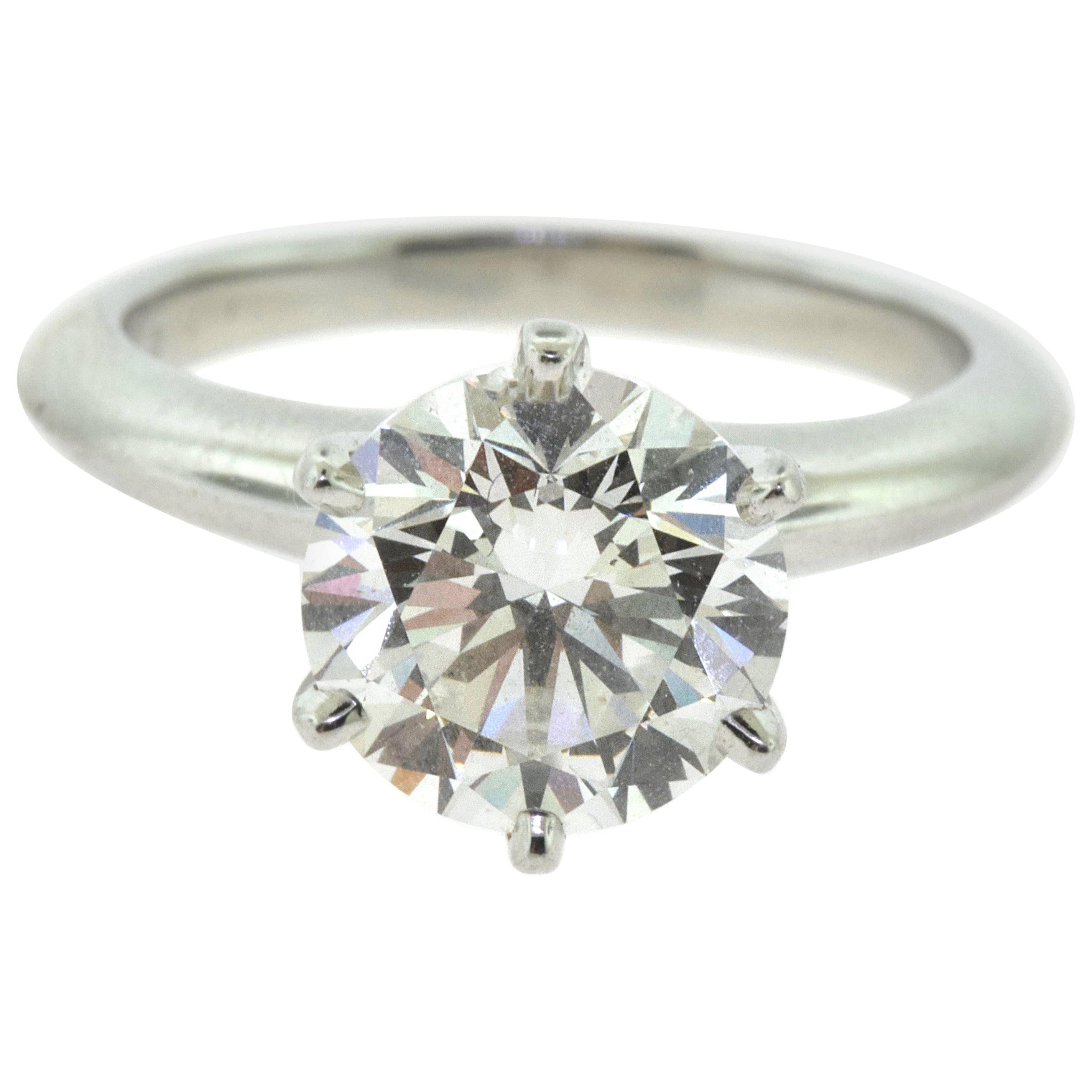 Tiffany & Co. 2.19 Carat Platinum Diamond Engagement Ring For Sale