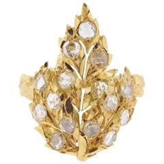 Buccellati Rose Cut Diamond Leaf Gold Ring