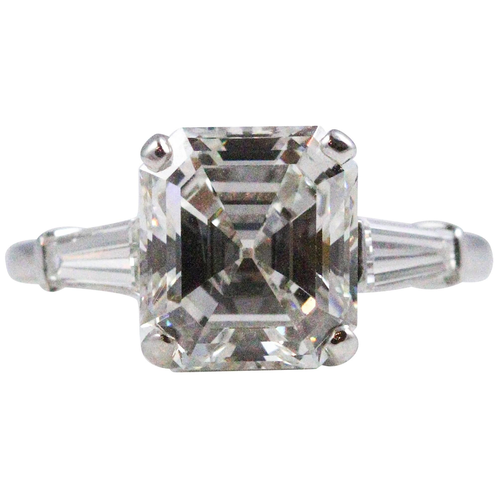 Magnificent 3.87 Carat GIA Certified Emerald Cut Diamond Ring