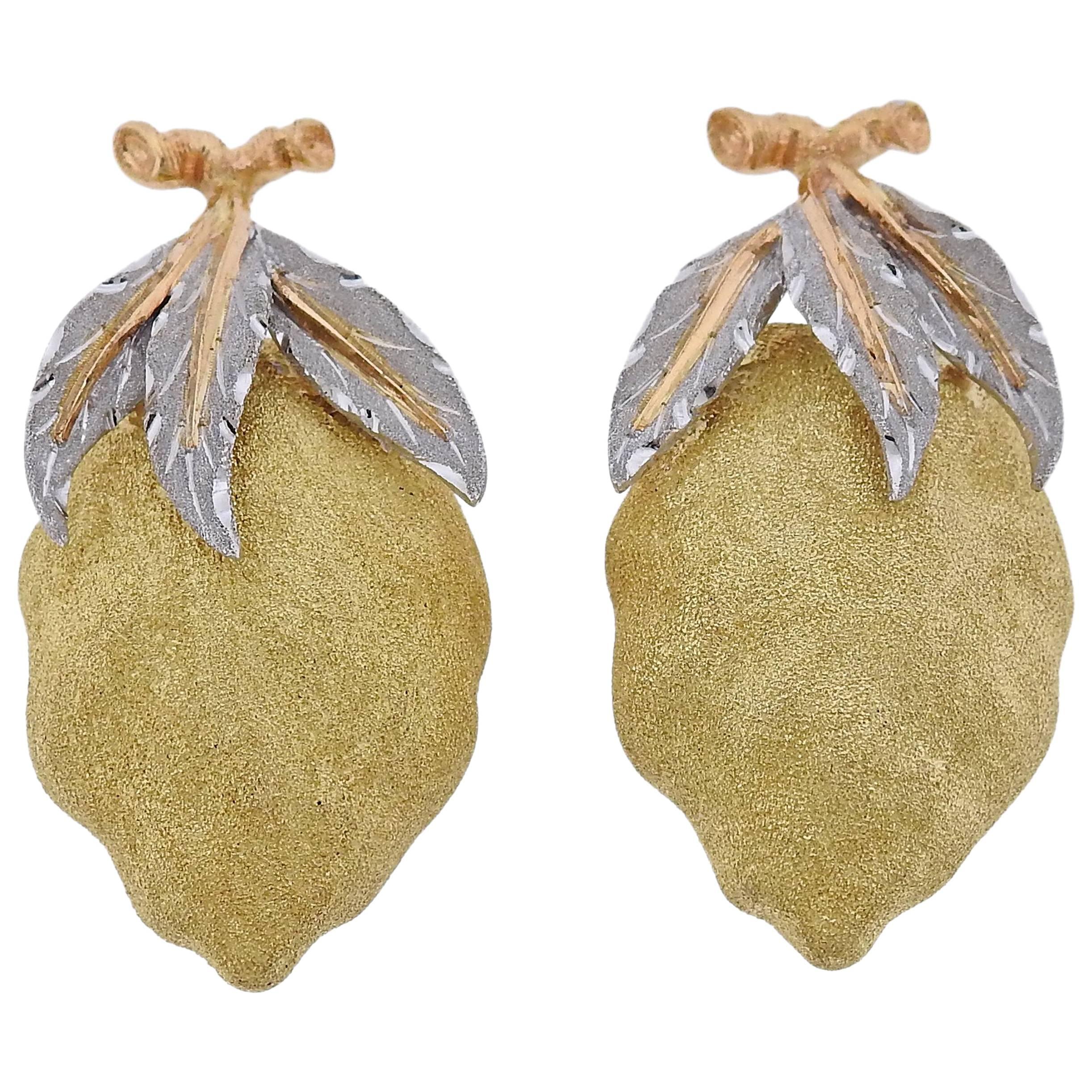 Buccellati Tri Color Gold Lemon Earrings