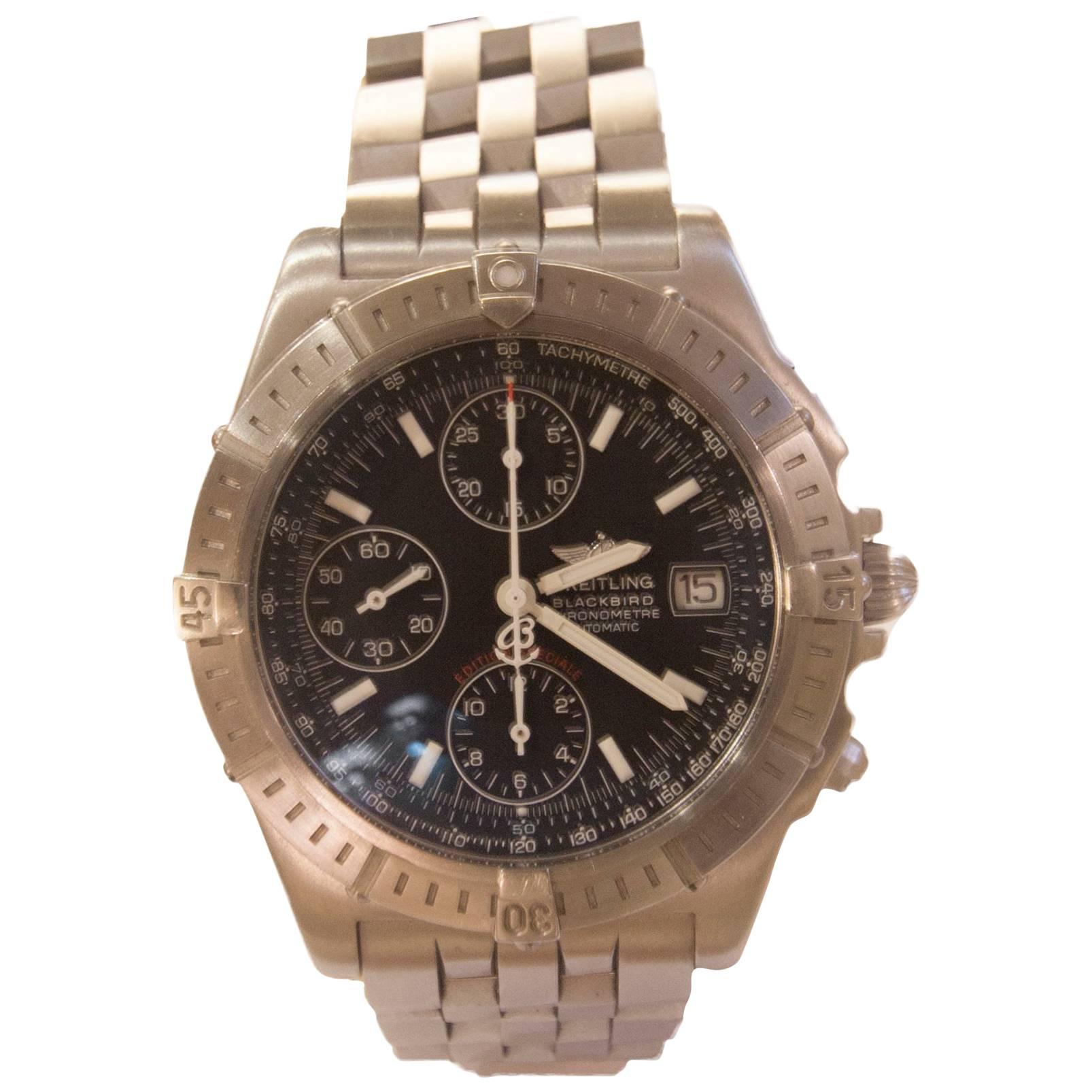 Breitling A13353 Blackbird Stainless Steel Chronograph Special Edition Watch For Sale