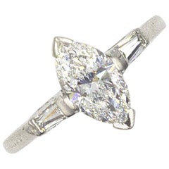 Marquise Diamond Platinum Engagement Ring GIA Certified