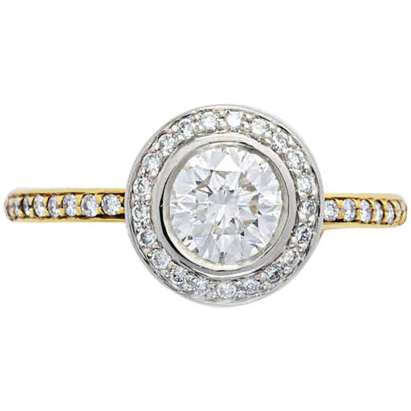 Ritani Micropave Bezel Set Diamond Ring For Sale