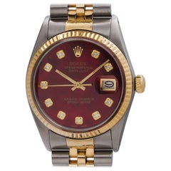 Rolex Yellow Gold Custom Mother-of- Pearl Datejust Self Winding Wristwatch