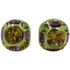 Pair of Citrine, Peridot and Amethyst Earrings