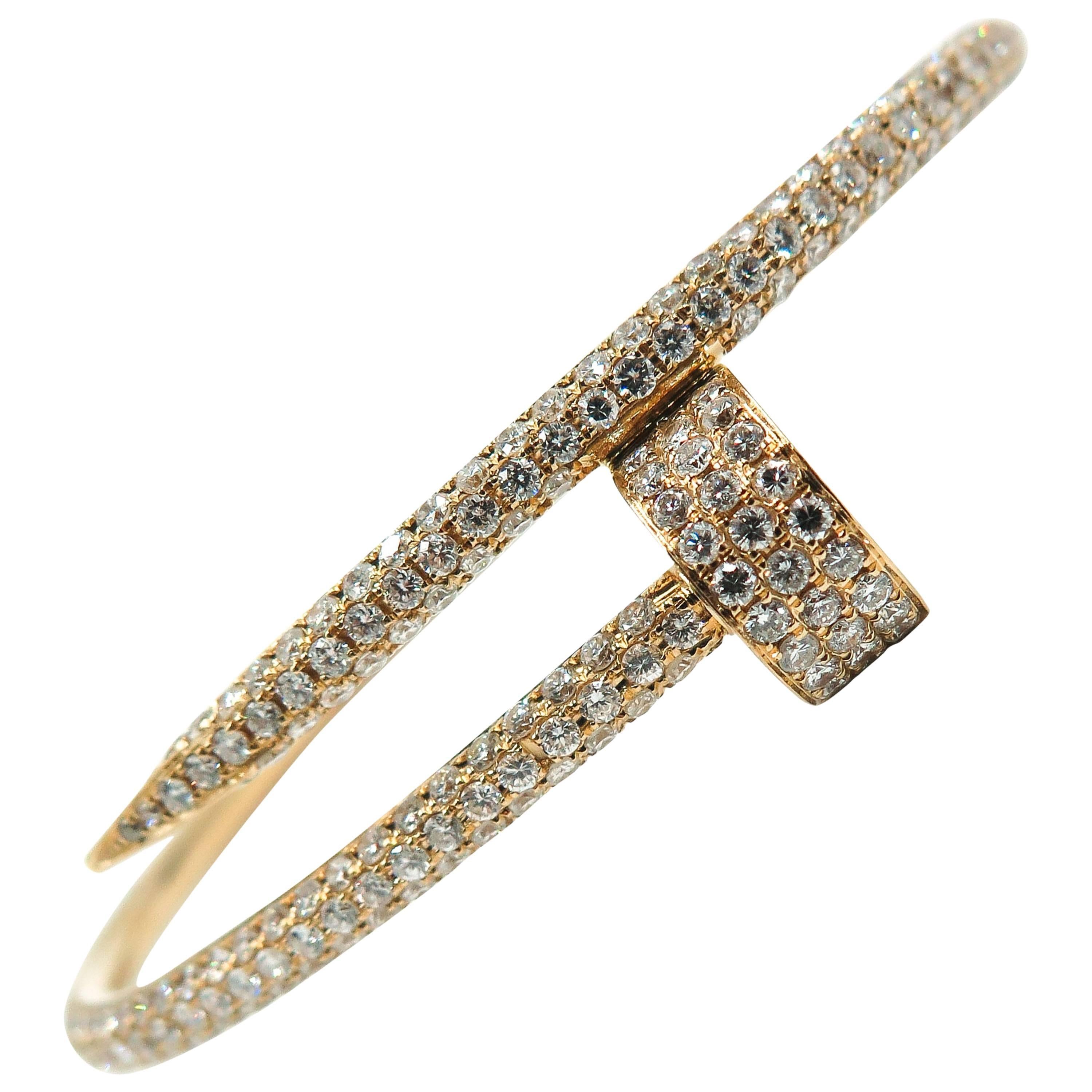 Cartier Juste un Clou Rose Gold Pave Diamond Bracelet