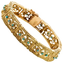 18 Karat Yellow Gold and Persian Turquoise Bracelet at 1stDibs | persian  gold bracelet, iranian bracelet, iranian gold bracelets
