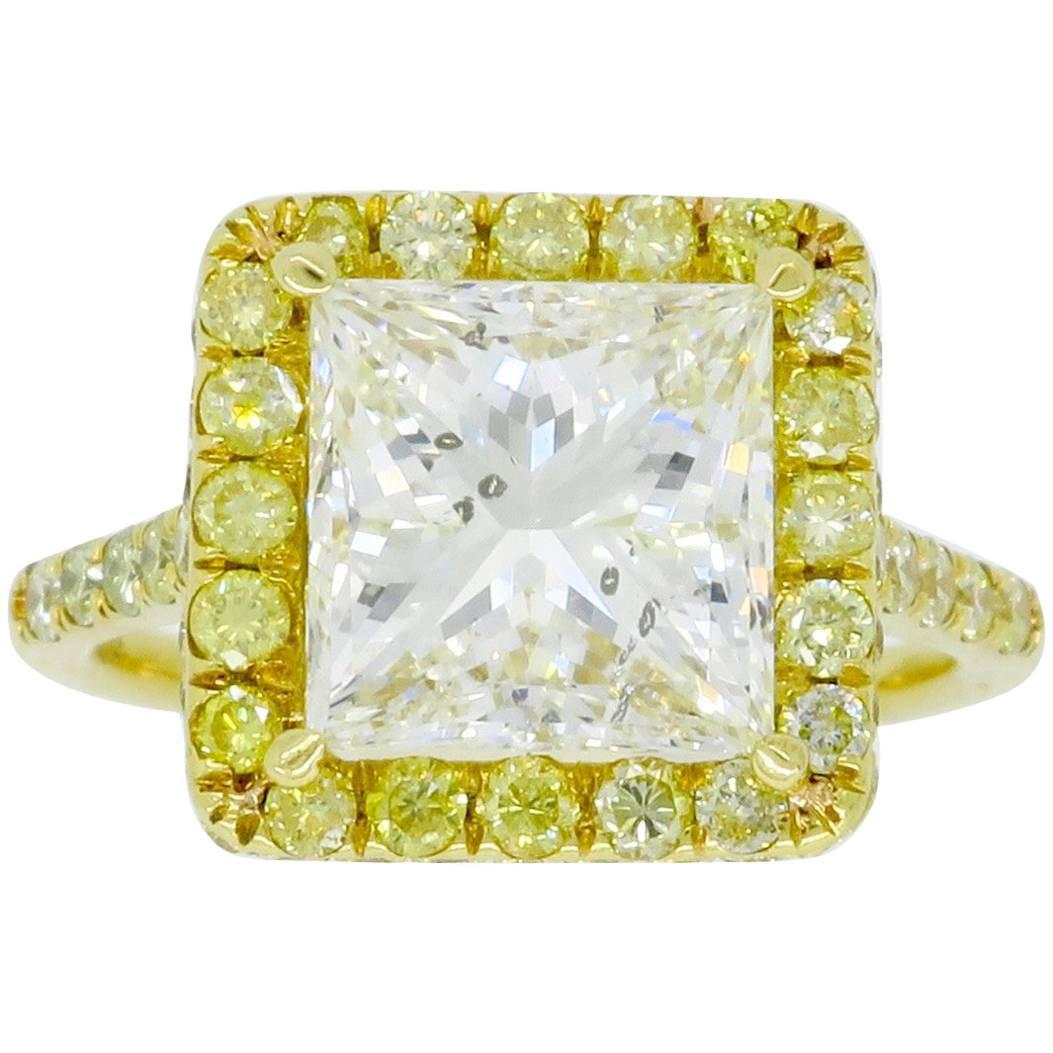 3.63 Carat Diamond Halo Engagement Ring