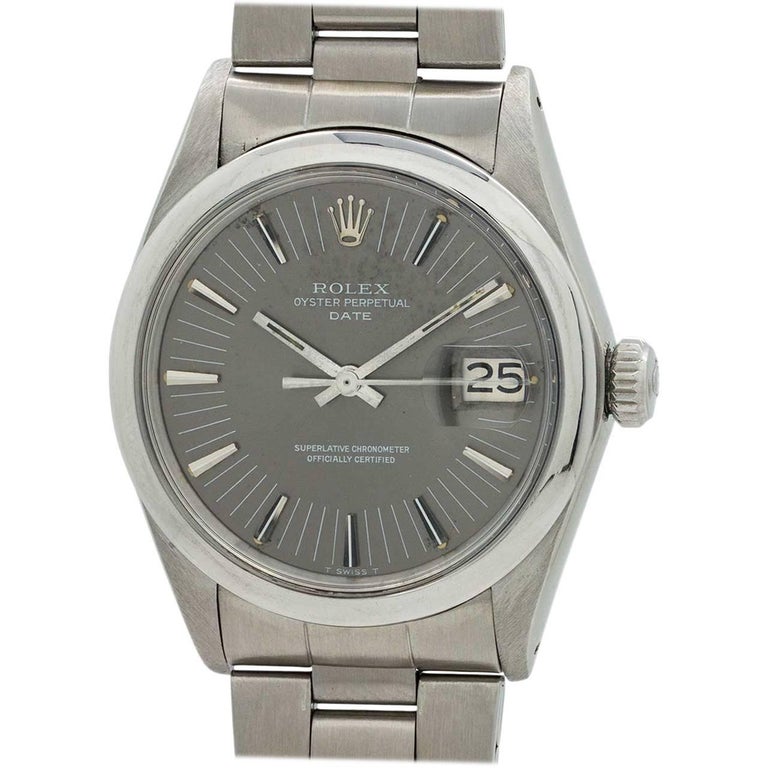 Rolex Stainless Steel Oyster Perpetual Date Radial Dial Self Winding Wristwatch At 1stdibs