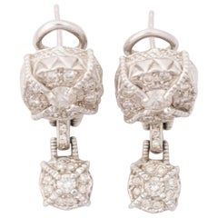 Judith Ripka Pendants d'oreilles en or 18 carats et diamants de 1 carat