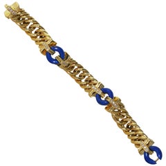 Bracelet à maillons en or jaune 18 carats et lapis