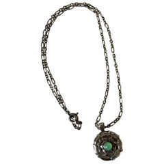 Georg Jensen Sterling Silver Necklace with Green Stone