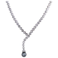 Penny Preville Diamond and Black Pearl White Gold Collar Necklace