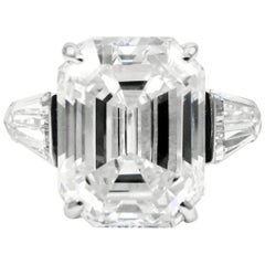 Harry Winston 6.36 Carat E VS1 Emerald Cut Diamond Platinum Ring GIA