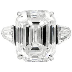 Vintage Harry Winston 6.36 Carat E VS1 Emerald Cut Diamond Platinum Ring GIA