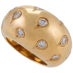 Vintage Cartier Paris 1990s Diamond and Gold Bombé Ring