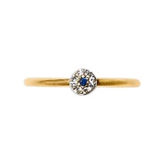 Gold White Diamond Blue Sapphire Ring
