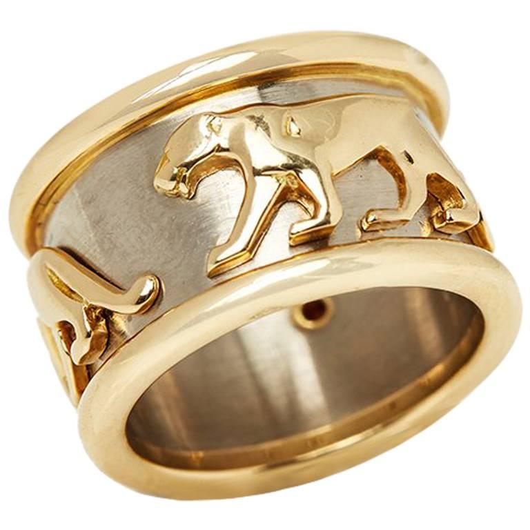 Cartier 18 Karat Yellow & White Gold Panthère Band Ring