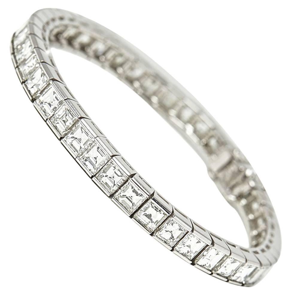 Cartier Platinum 15.00 Carat Diamond Riviere Tennis Bracelet