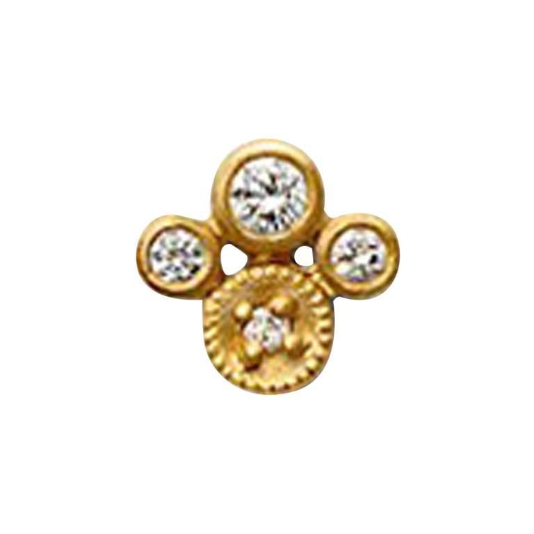 Gold White Diamond Earring