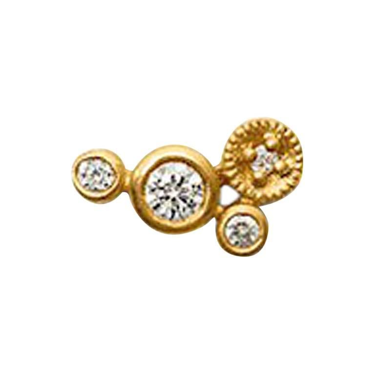 Gold White Diamond Earring