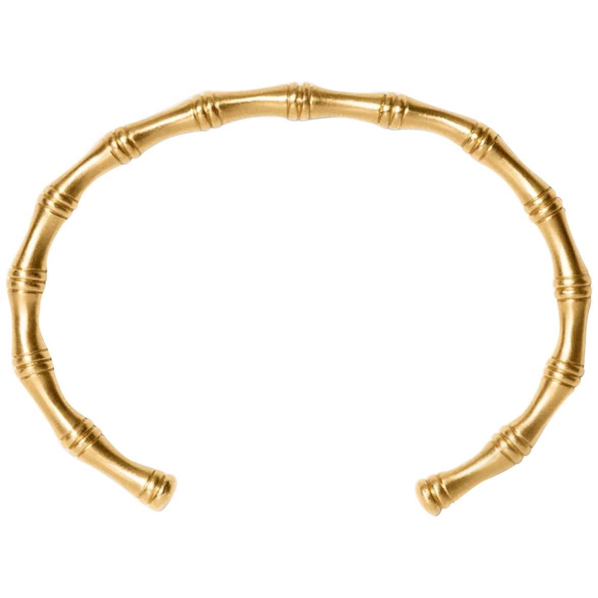 Solid Gold Bamboo Bracelet For Sale