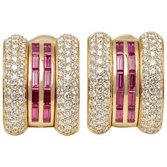 Chopard Clips d'oreilles La Strada en or jaune 18 carats, rubis et diamants 