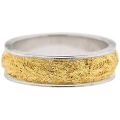 Buccellati Yellow White Gold Leaf Motif Band Ring