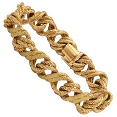 Tiffany & Co. France 1950s Reversible Two-Textured Gold Link Flexible Bracelet