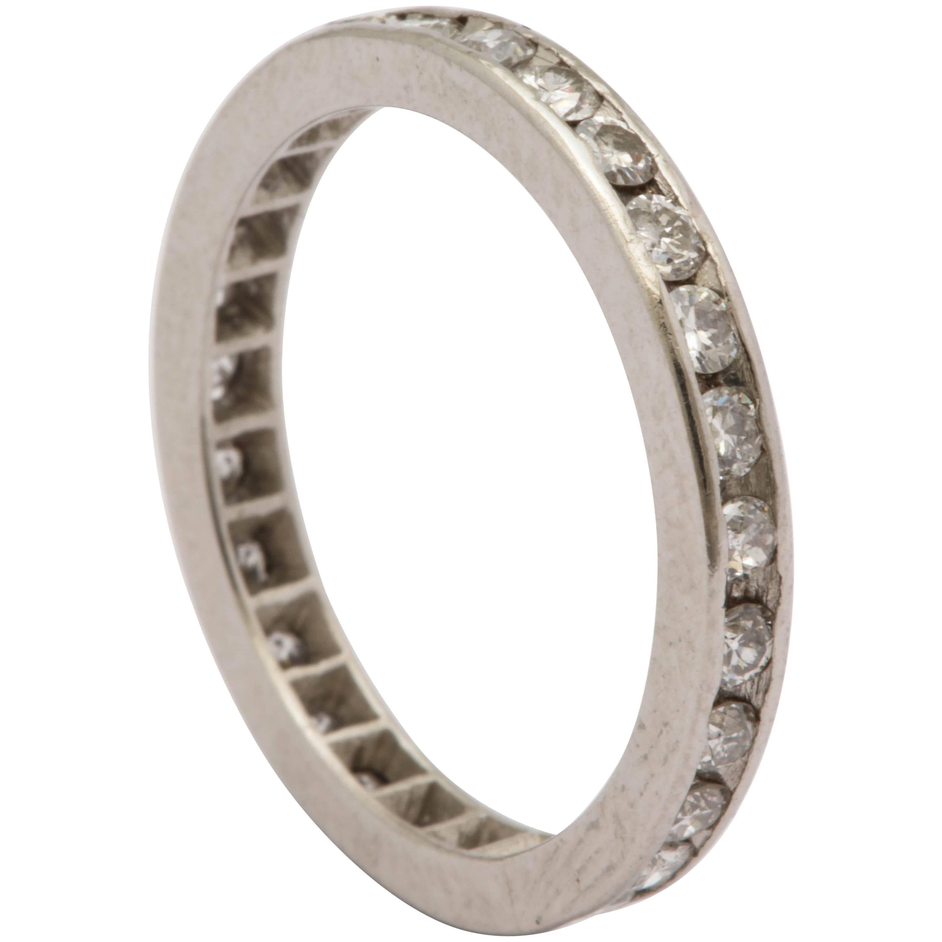 1940s 2.5 MM Channel Set Diamond And Platinum Eternity Band