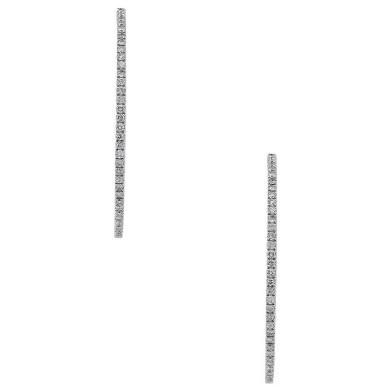 Boucles D'oreilles Créoles Le Vian - Or Blanc 14k, Diamants 1 Carat Total, Occasion