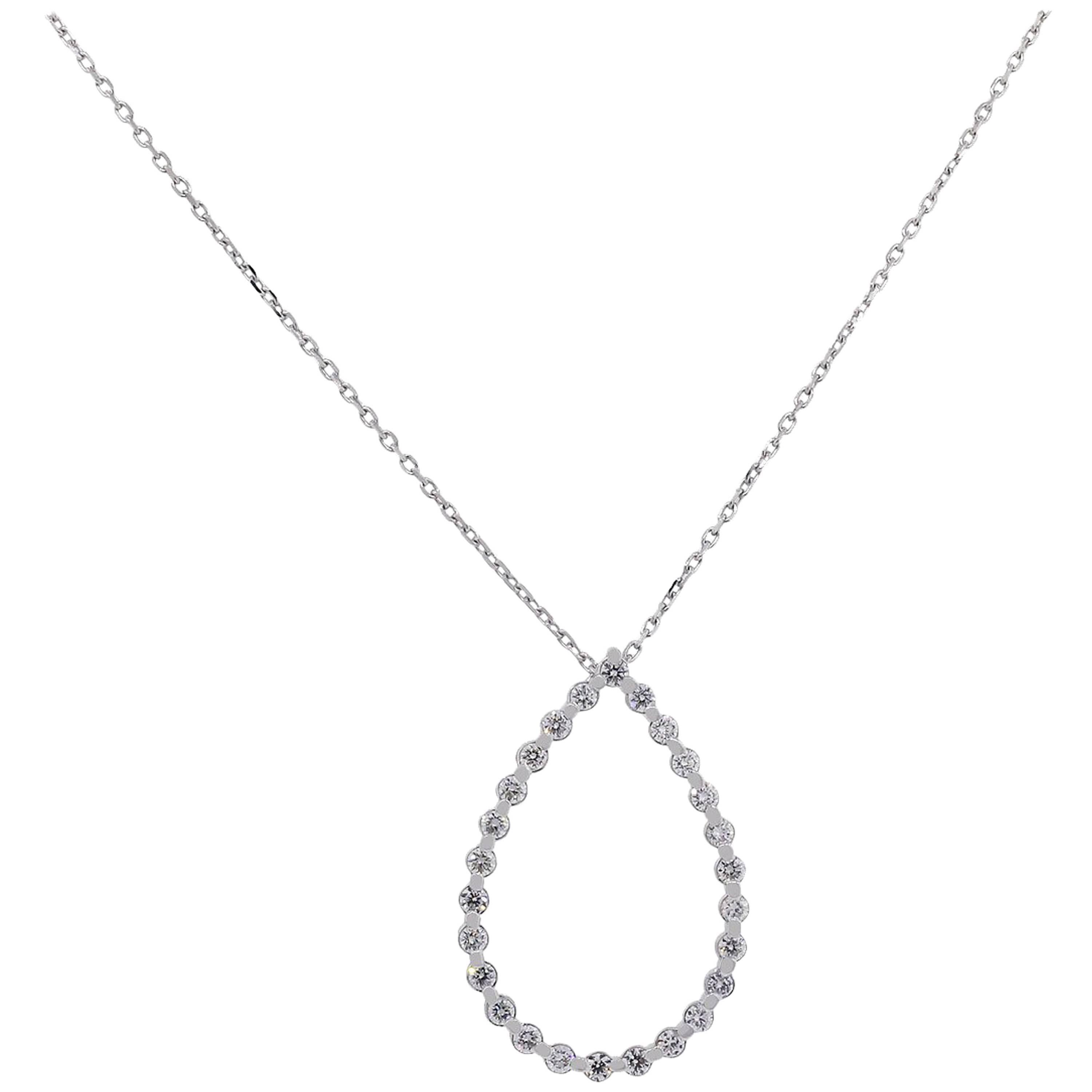 Tear Drop Diamond Pendant Necklace