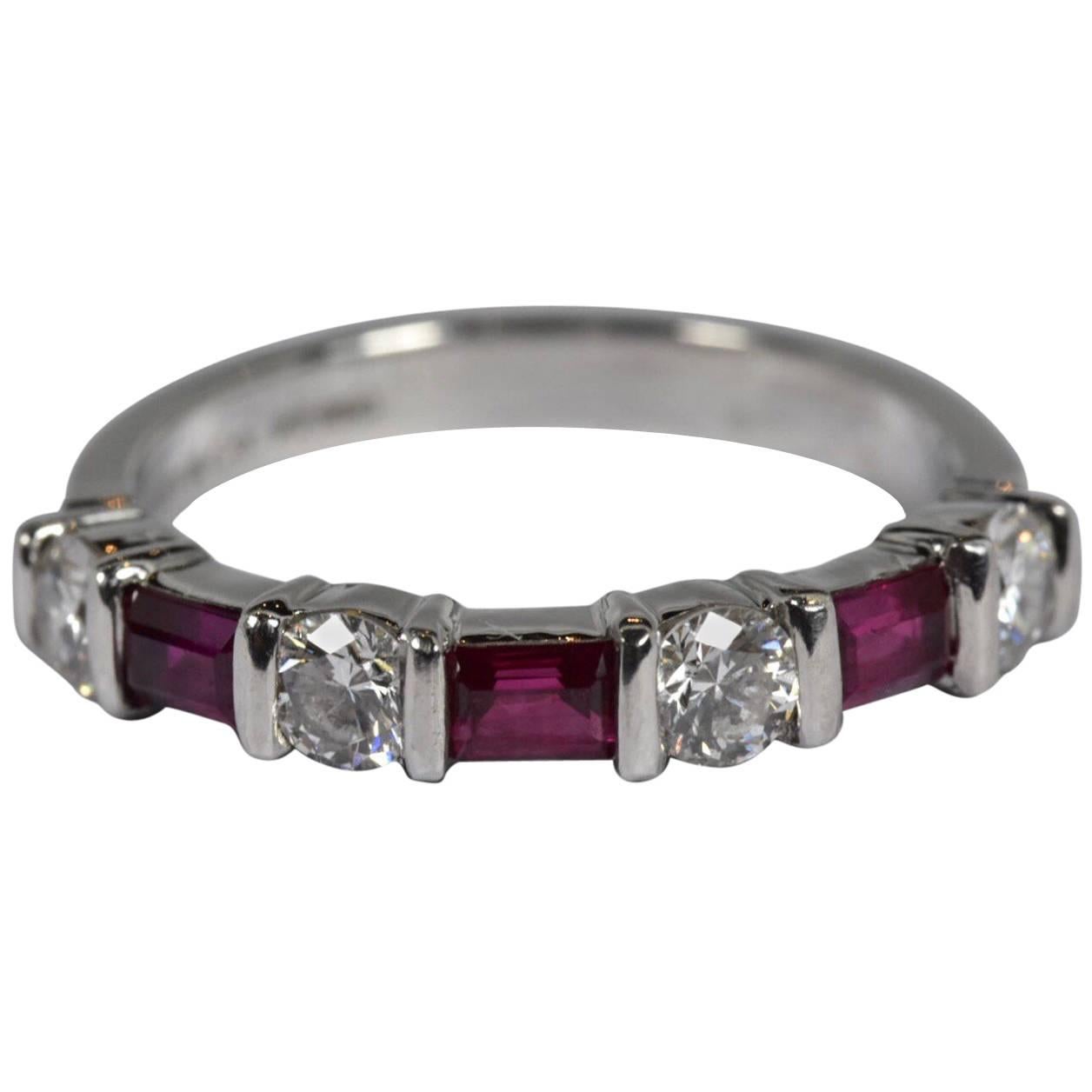 Tiffany & Co. Ruby and Diamond Platinum Ring