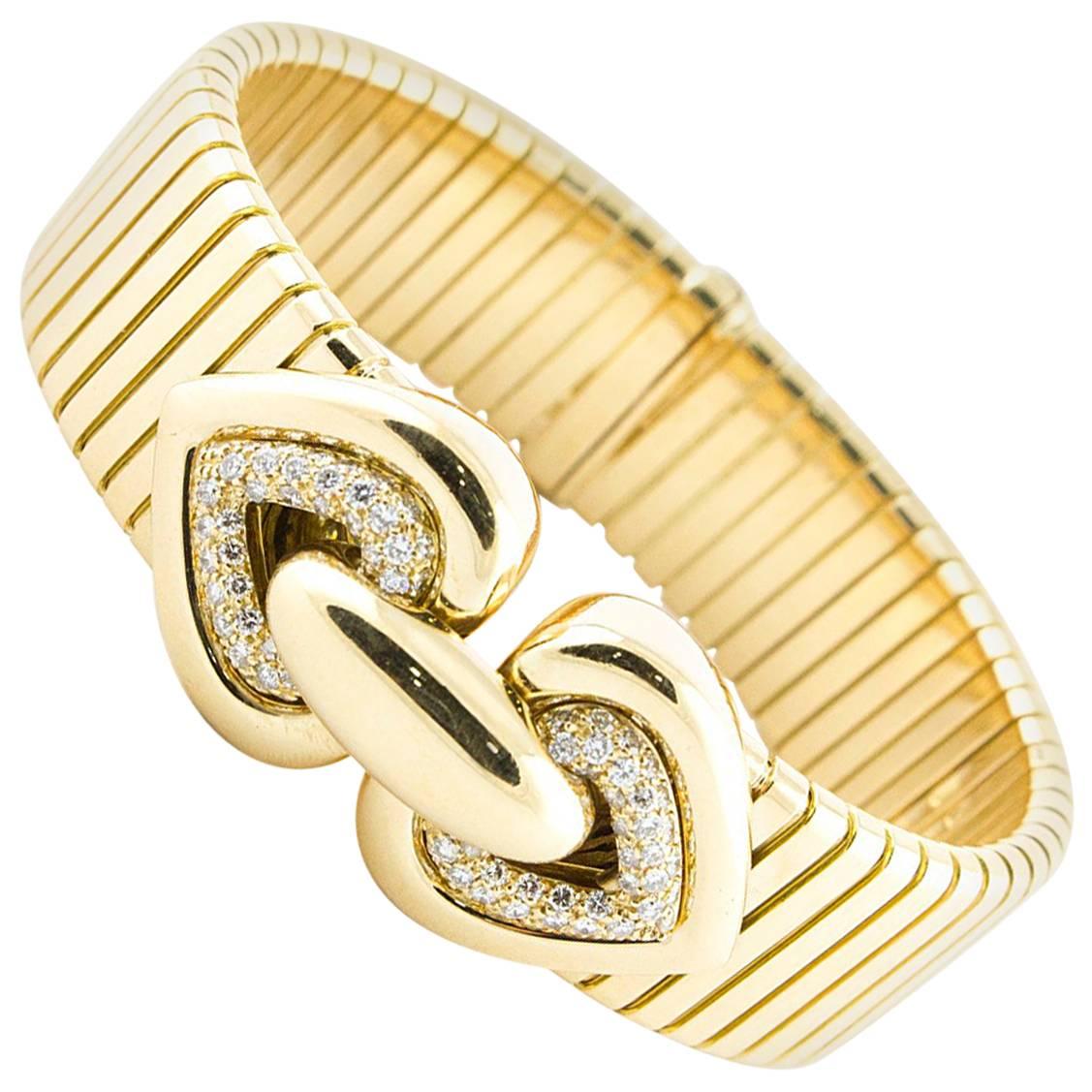 Diamonds Hearts Bulgari Yellow Gold Bracelet